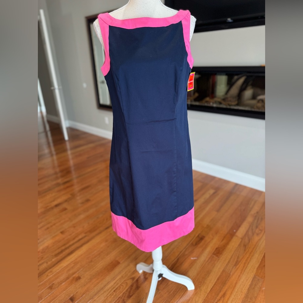 NWT Isaac Mizrahi for Target Navy and Pink Sleeveless Dress - Picture 2 of 5